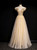 Gold Tulle Beading Sequins Cap Sleeve Backless Prom Dress