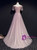pink Tulle Appliques Beading Puff Sleeve Prom Dress