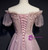 pink Tulle Appliques Beading Puff Sleeve Prom Dress