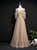 Dark Champagne Tulle Appliques Prom Dress