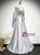 Silver Satin Sequins V-neck Short Sleeve Prom Dress