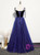 Blue Tulle Star Sequins Velvet Prom Dress