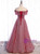 Burgundy Sequins Off the Shoulder Beading Prom Dress