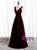 Burgundy Velvet V-neck Backless Prom Dress