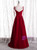 Trendy Burgundy Velvet Spaghetti Straps Prom Dress