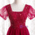 Burgundy Square Puff Sleeve Beading Prom Dress