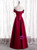 Casual Burgundy Satin Pearls Long Prom Dress