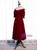 Burgundy Velvet Off the Shoulder Short Sleeve Prom Dress