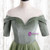 Green Velvet Tulle Short Sleeve Beading Prom Dress