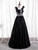 Black Tulle Sequins Pleats Beading Prom Dress