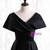 Black V-neck Pleats Satin Prom Dress