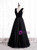 Black Tulle Velvet V-neck Long Prom Dress
