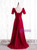 Burgundy Square Short Sleeve Button Prom Dress