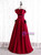 A-Line Burgundy Satin Strapless Pleats Prom Dress