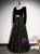 Black Tulle Sequins Square Long Sleeve Prom Dress