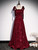 Beautiful Burgundy Sequins Straps Prom Dress