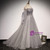 Gray Tulle Sequins Long Sleeve Spaghetti Straps Prom Dress