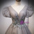 Gray Tulle Sequins Puff Sleeve Beading Prom Dress