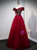 Burgundy Tulle Sequins Beading Off the Shoulder Prom Dress