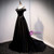 Black Satin Straps Button Long Prom Dress