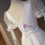 White V-neck Tulle Short Sleeve Prom Dress With Belt
