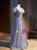 Purple Sequins Puff Sleeve Prom Dress