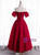 Burgundy Off the Shoulder Puff Sleeve Prom Dress