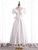 White Satin V-neck Puff Sleeve Prom Dress With Bow