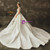 White Satin V-neck Wedding Dress With Train