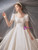 White Satin Square Short Sleeve Pearls Wedding Dress