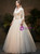White Tulle V-neck Long Sleeve Wedding Dress