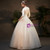 White Tulle V-neck Long Sleeve Wedding Dress