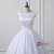 White Tulle Cap Sleeve Tea Length Wedding Dress