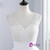 White Tulle V-neck Appliques Beading Tea Length Wedding Dress