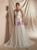 Champagne Tulle V-neck Pearls Lace Wedding Dress