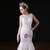 White Mermaid Tulle Appliques See Through Back Wedding Dress