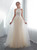 Champagne Tulle Lace Halter Pearls Wedding Dress