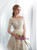 Champagne Tulle Embroidery 3/4 Sleeve Wedding Dress