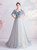 In Stock:Ship in 48 Hours Blue Tulle Spaghetti Straps Appliques Prom Dress