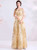 In Stock:Ship in 48 Hours Gold Sequins Scoop Prom Dress