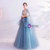 In Stock:Ship in 48 Hours Blue V-neck Sequins Appliques Prom Dress