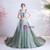 In Stock:Ship in 48 Hours Green Tulle Straps Appliques Prom Dress