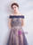 In Stock:Ship in 48 Hours Blue Sequins Off the Shoulder Prom Dress