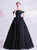 In Stock:Ship in 48 Hours Black Tulle Appliques Tiers Prom Dress