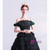 In Stock:Ship in 48 Hours Black Tulle Appliques Tiers Prom Dress
