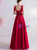 In Stock:Ship in 48 Hours Red Tulle Appliques V-neck Prom Dress
