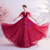 In Stock:Ship in 48 Hours Burgundy Beading Tulle Prom Dress
