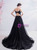 In Stock:Ship in 48 Hours Black Tulle Straps Appliques Prom Dress