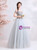 In Stock:Ship in 48 Hours Gray Tulle 3D Appliques Prom Dress