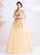 In Stock:Ship in 48 Hours Gold Long Sleeve Beading Prom Dress